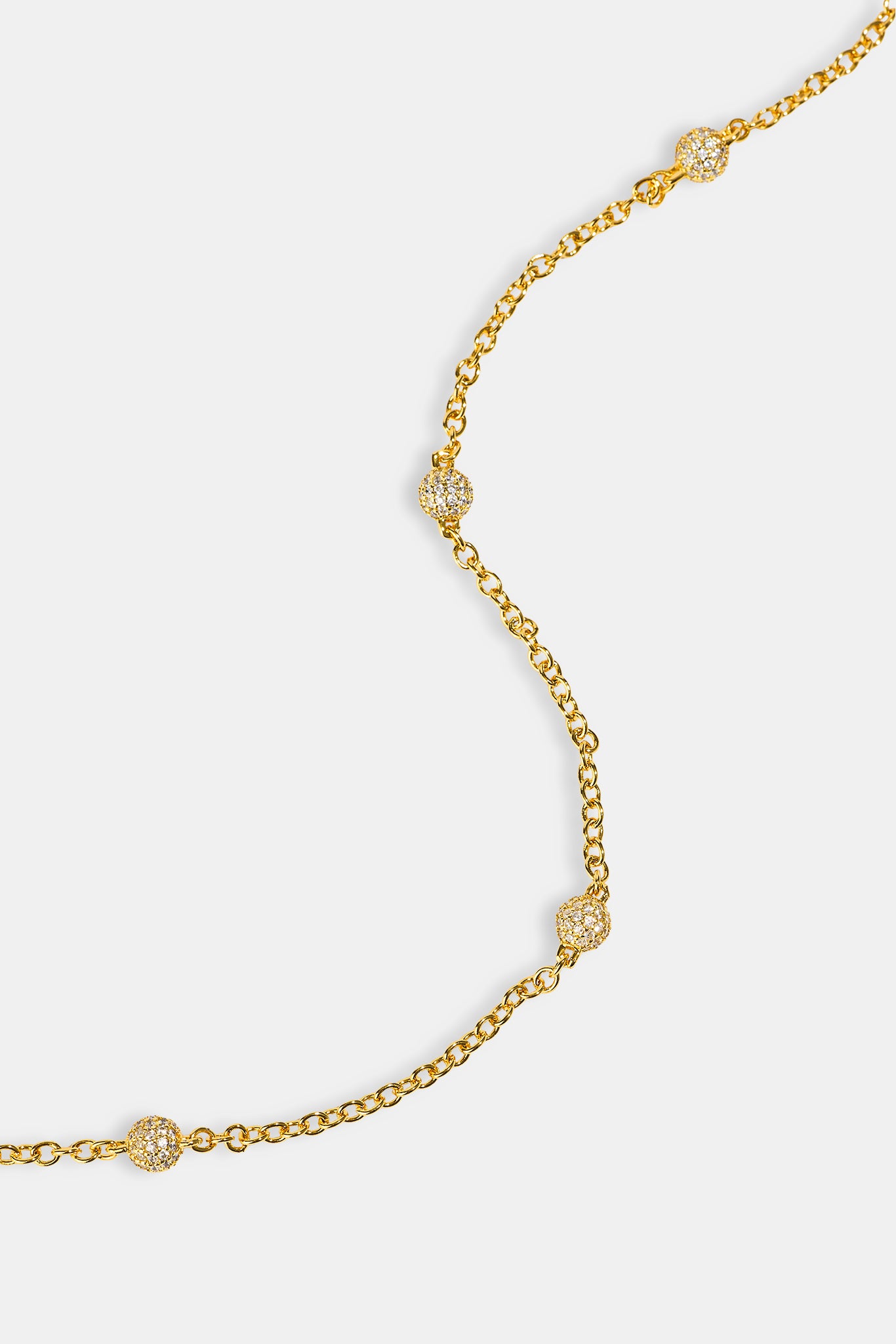 Iced Ball Rolo Chain - 4mm - Gold