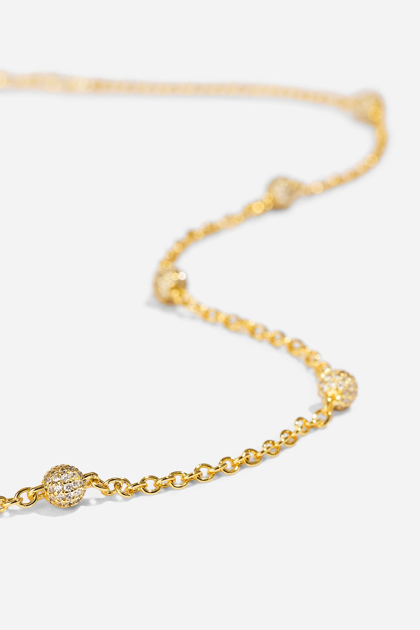 Iced Ball Rolo Chain - 4mm - Gold