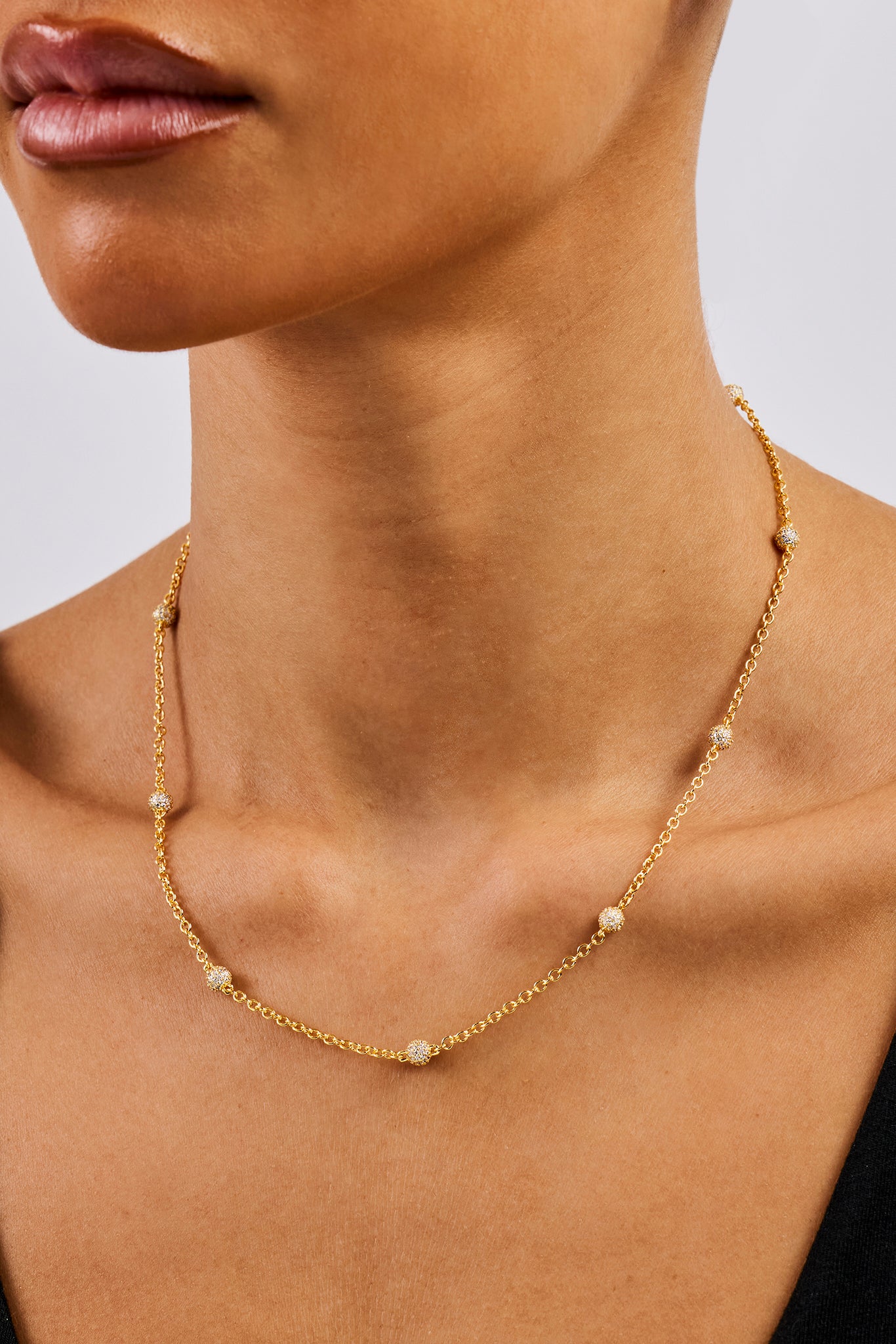 Woman's Rolo Chain Iced Ball Rolo Chain - 4mm - Gold | Womens Chains | Shop Ball Chains at ...