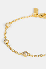 Iced Ball Rolo Bracelet - 4mm - Gold