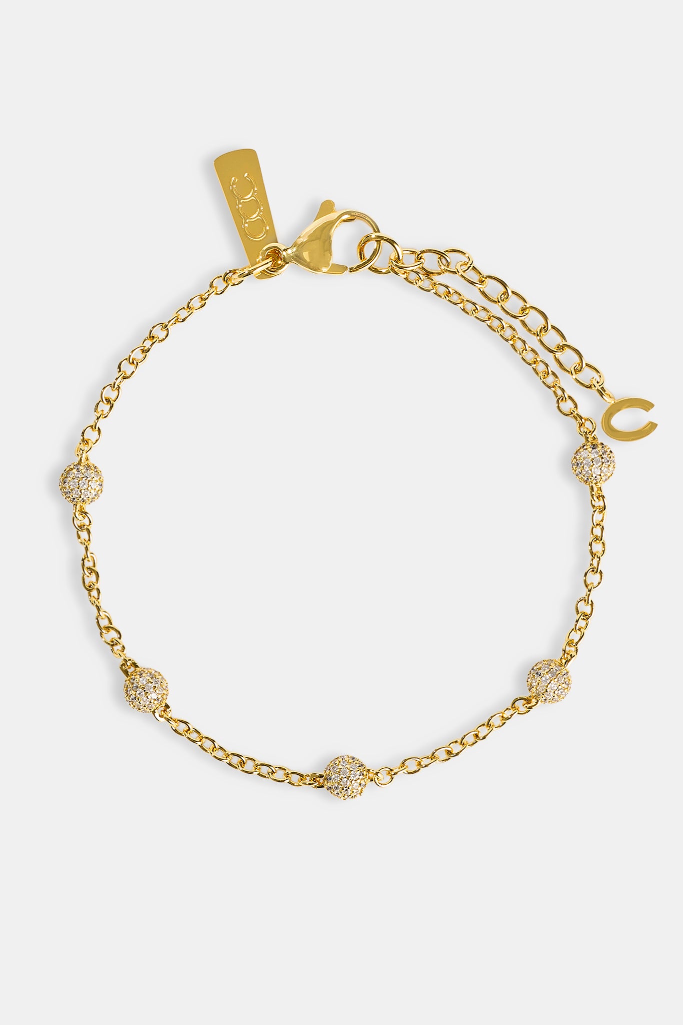 Iced Ball Rolo Bracelet - 4mm - Gold