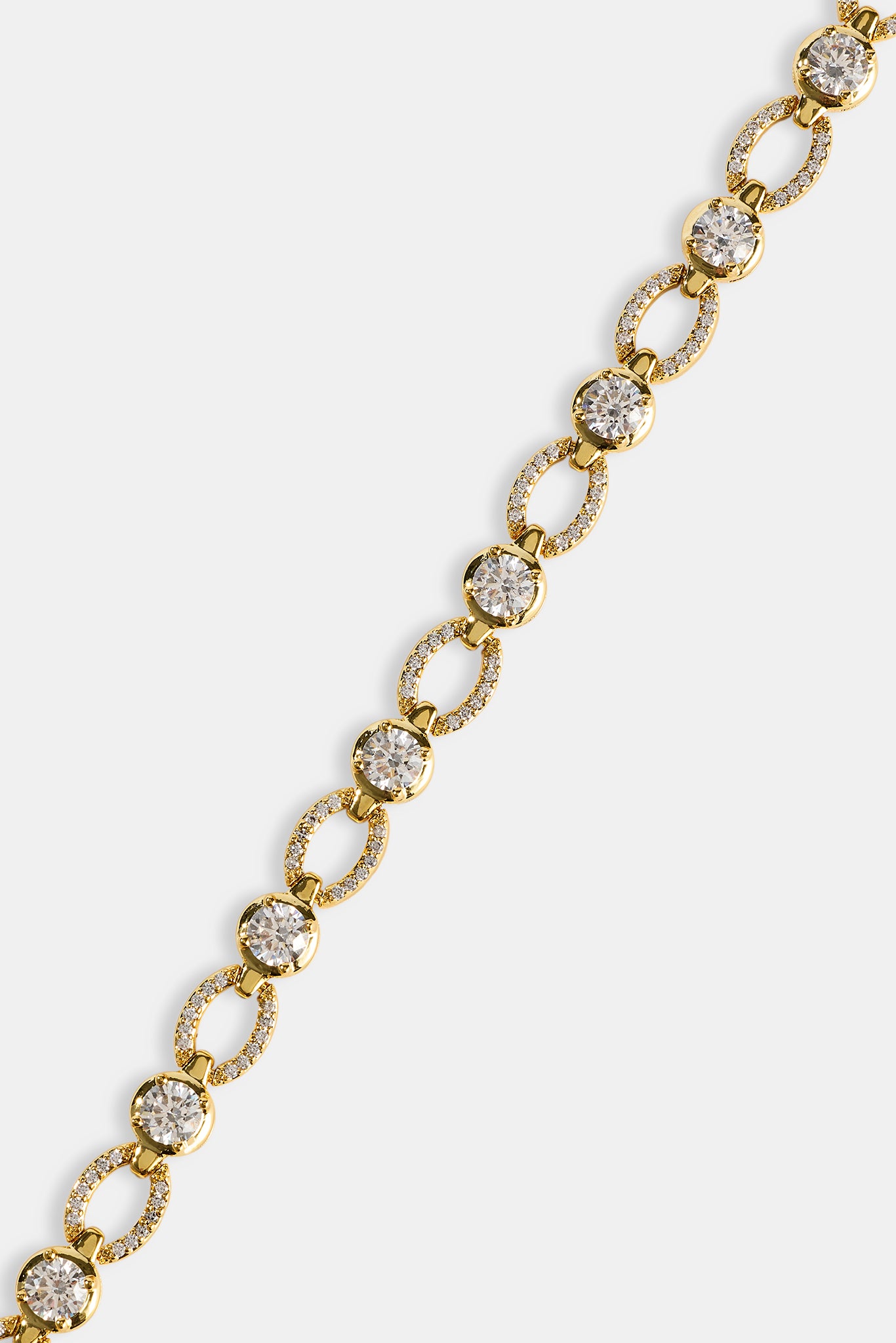 Polished & Iced Connecting Link Bracelet - 6mm - Gold