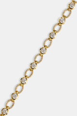Polished & Iced Connecting Link Bracelet - 6mm - Gold