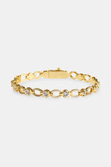 Polished & Iced Connecting Link Bracelet - 6mm - Gold