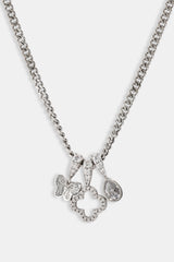 Triple Layer Butterfly Motif Necklace - 10mm - White