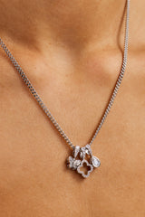 Triple Layer Butterfly Motif Necklace - 10mm - White