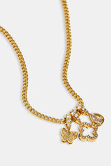 Triple Layer Butterfly Motif Necklace - 10mm - Gold