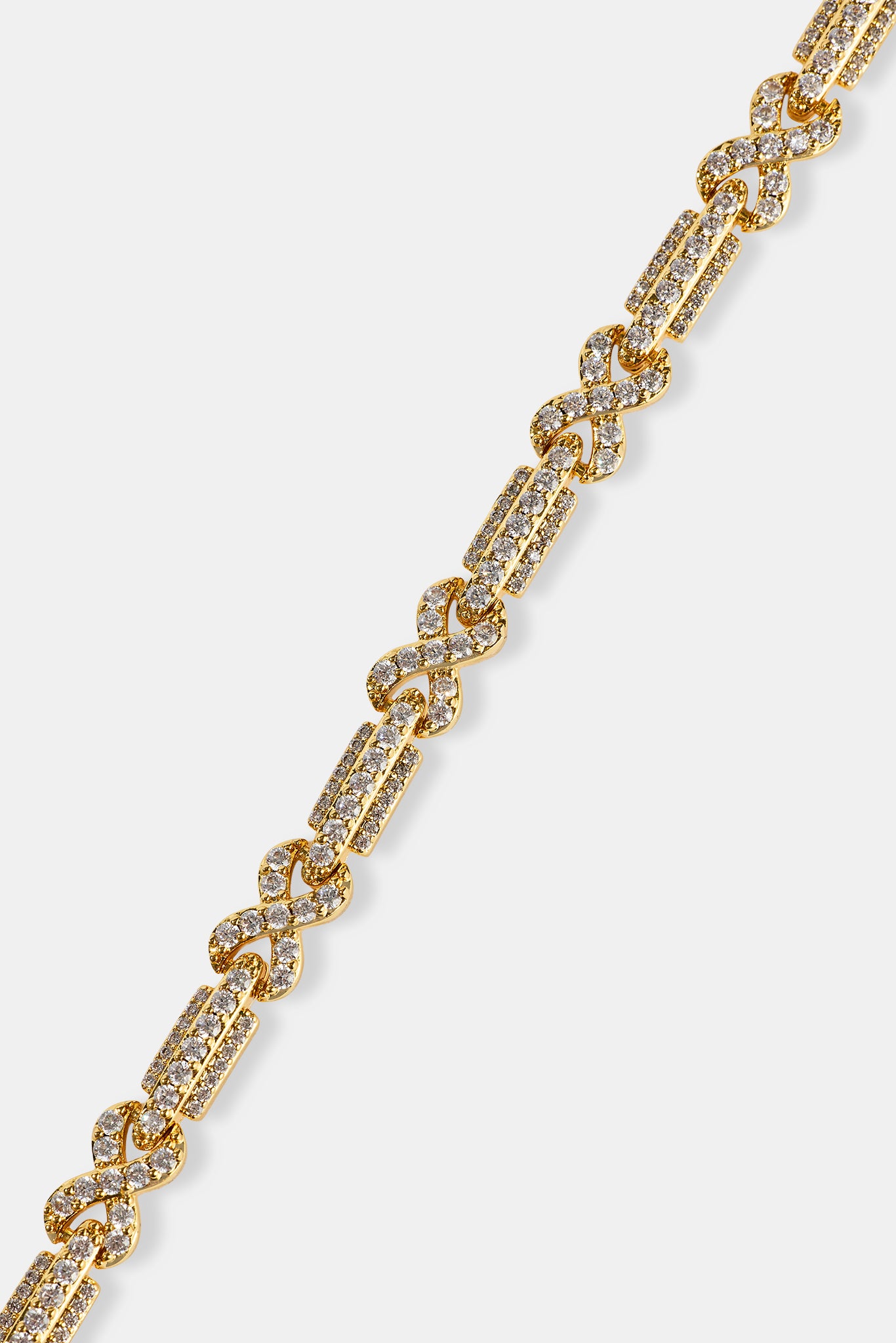 Iced Infinity Rectangle Link Bracelet - 6mm - Gold