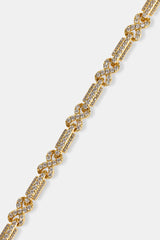 Iced Infinity Rectangle Link Bracelet - 6mm - Gold