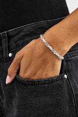 Iced Infinity Rectangle Link Bracelet - 6mm - White