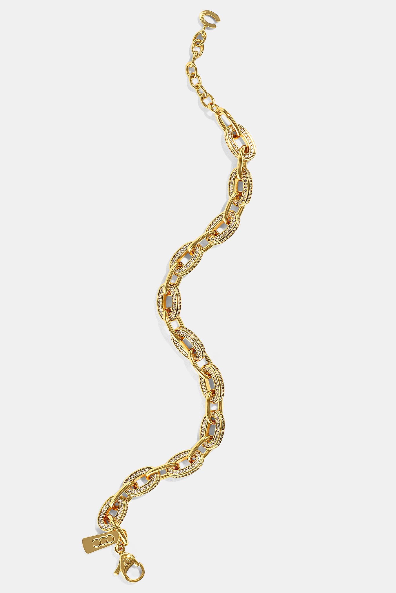 Iced & Polished Link Bracelet - 6mm - Gold