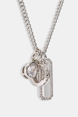 Triple Pendant Iced Necklace - 10mm - White