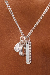 Triple Pendant Iced Necklace - 10mm - White