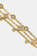 Dreireihiges Edelsteinarmband – 2 mm – Gold