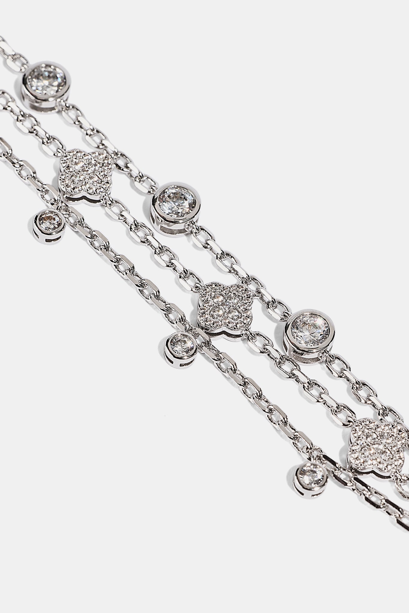 Dreireihiges Edelsteinarmband – 2 mm – Weiß