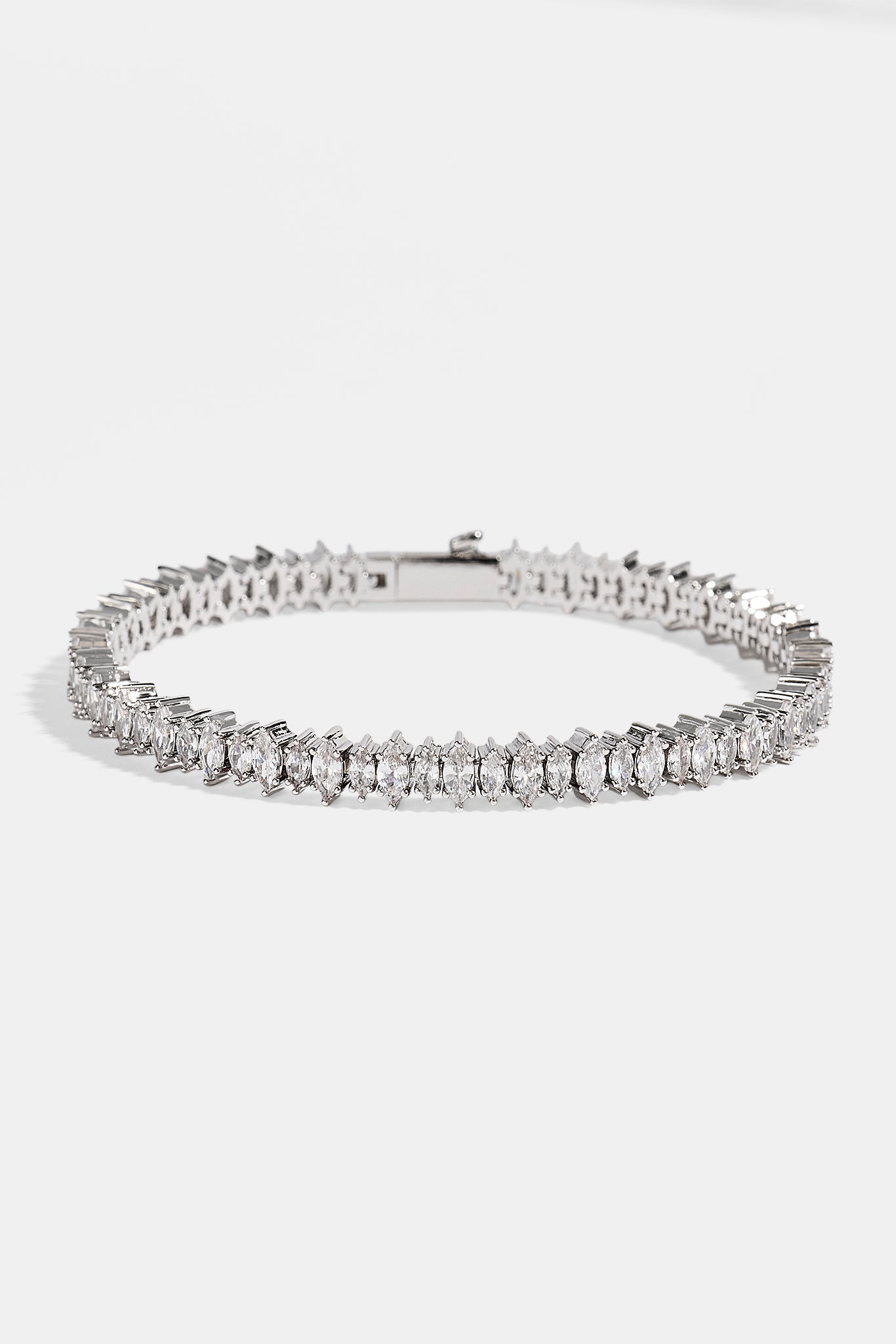 Mens Iced Marquise Mixed Shape Bracelet - 5mm - White
