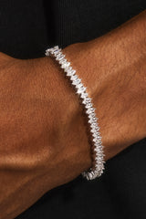 Mens Iced Marquise Mixed Shape Bracelet - 5mm - White