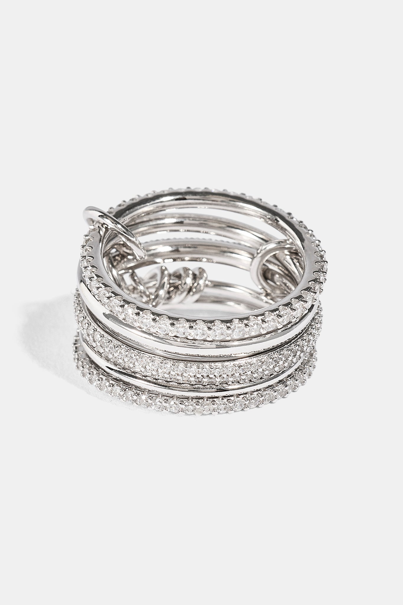 5 Row Polished & Iced Mix Ring - 8mm - White