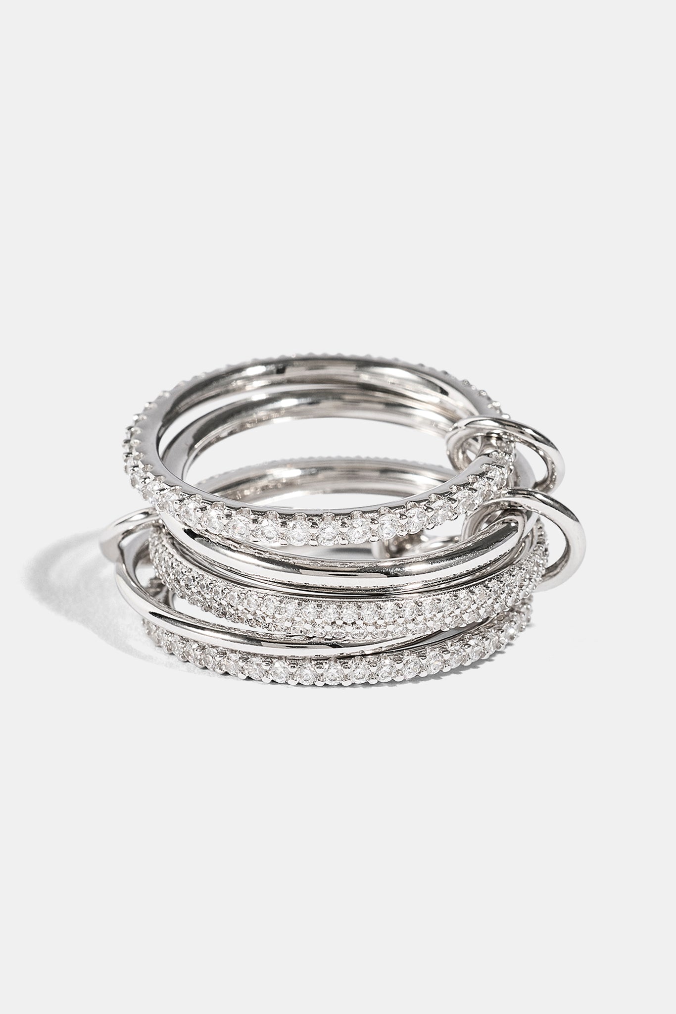 5 Row Polished & Iced Mix Ring - 8mm - White