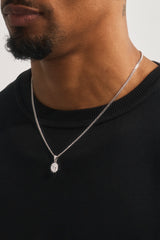 Floral Halo Pendant Necklace - 12mm - White