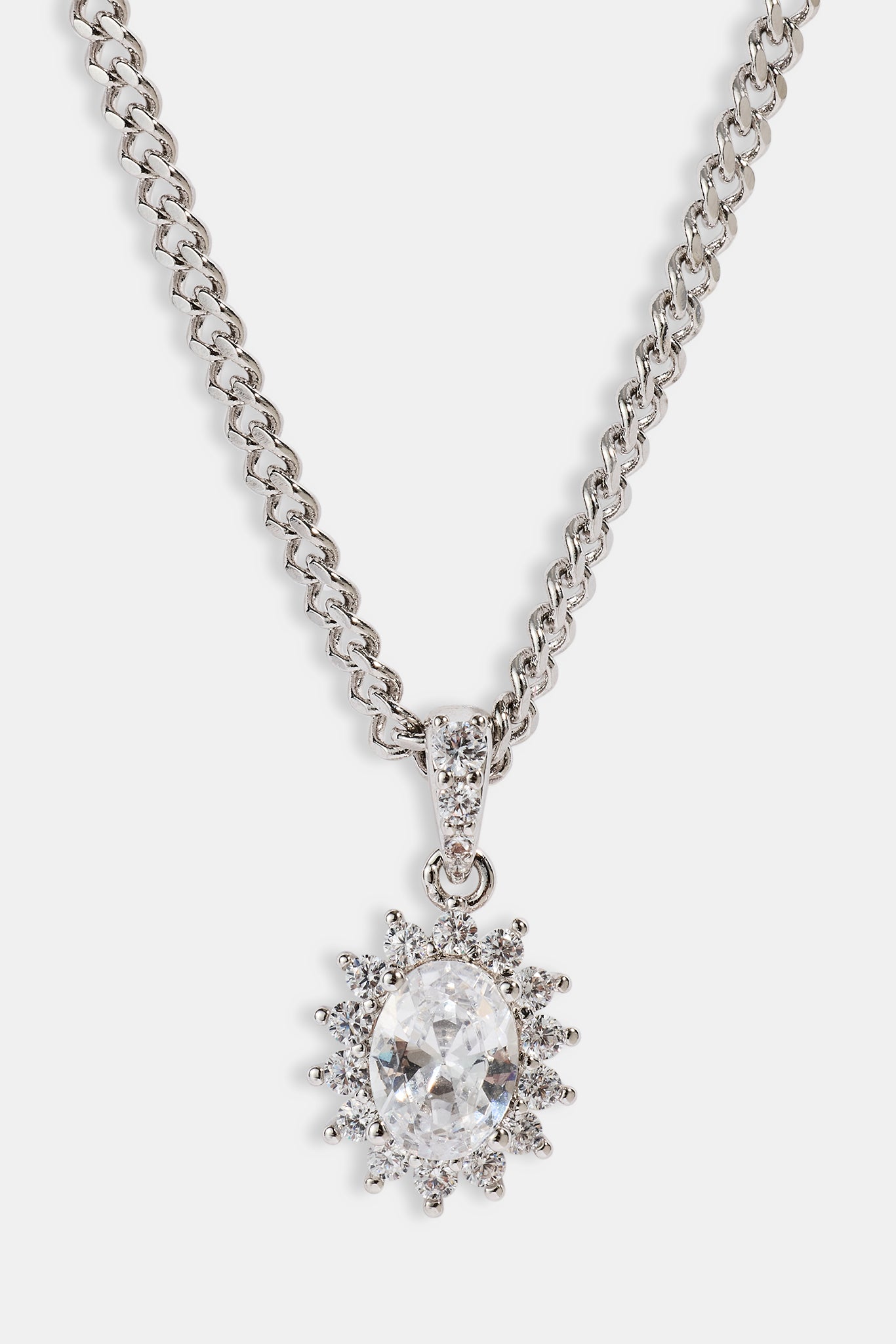 Floral Halo Pendant Necklace - 12mm - White