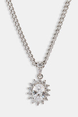 Floral Halo Pendant Necklace - 12mm - White