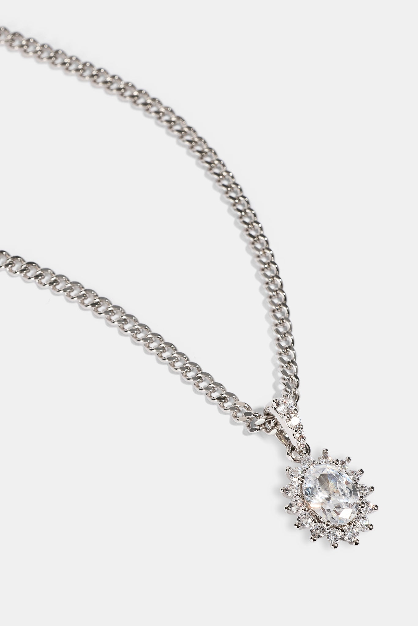 Floral Halo Pendant Necklace - 12mm - White