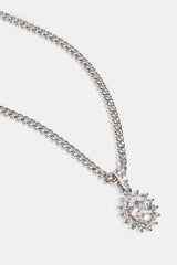 Floral Halo Pendant Necklace - 12mm - White