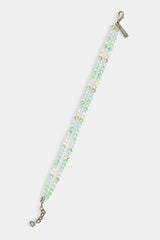 Green Double Layer Glass Bead Bracelet - 4mm - White