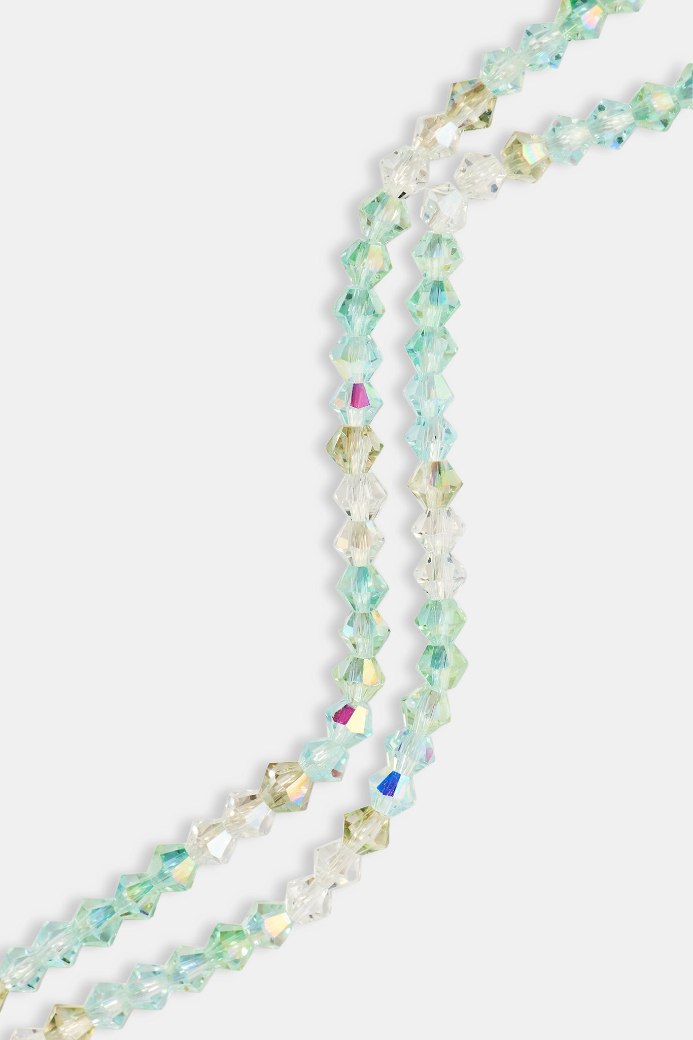 Green Double Layer Glass Bead Bracelet - 4mm - White