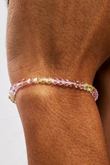 Pink & Lemon Glass Bead Bracelet - 4mm - White