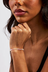 Pink & Lemon Glass Bead Bracelet - 4mm - White
