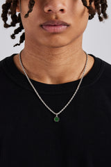 Grüne Emaille-Halskette mit Kreuzmotiv – 10 mm