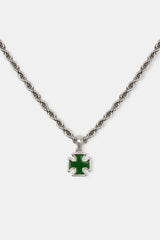 Grüne Emaille-Halskette mit Kreuzmotiv – 10 mm
