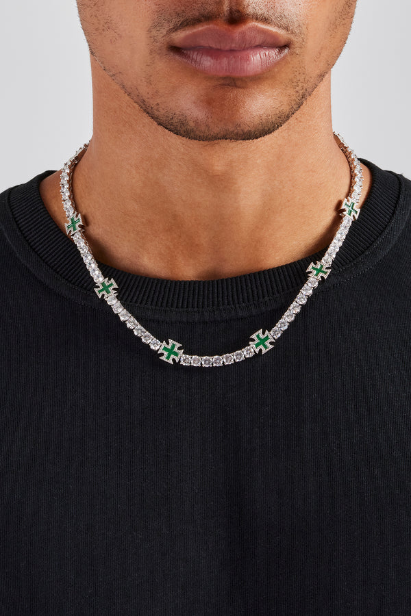 Tenniskette mit grünem Kreuzmotiv – 5 mm