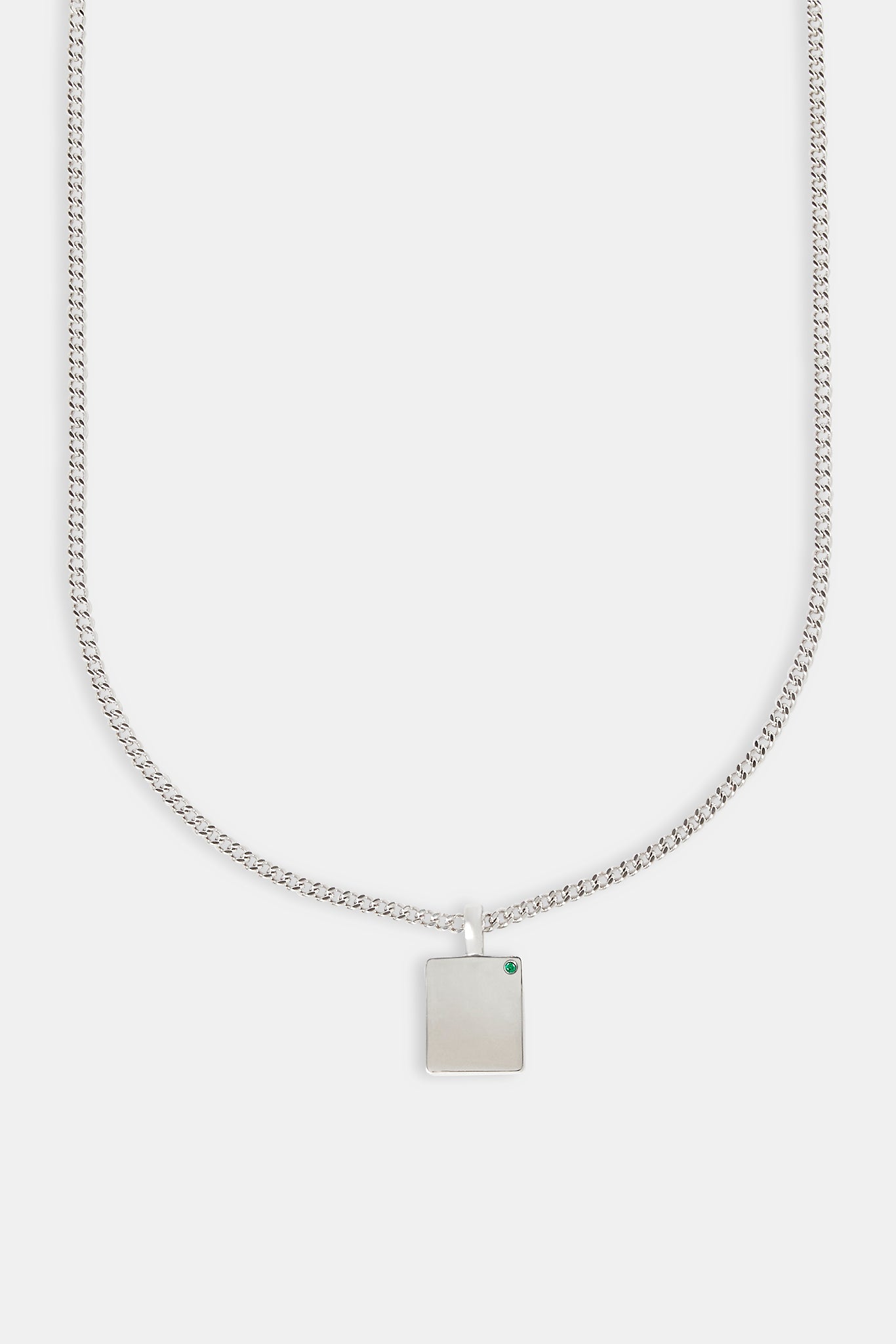 Green Stone Dog Tag Necklace - 15mm