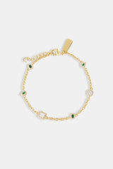 Green Malachite & Gemstone Rolo Bracelet - 6mm