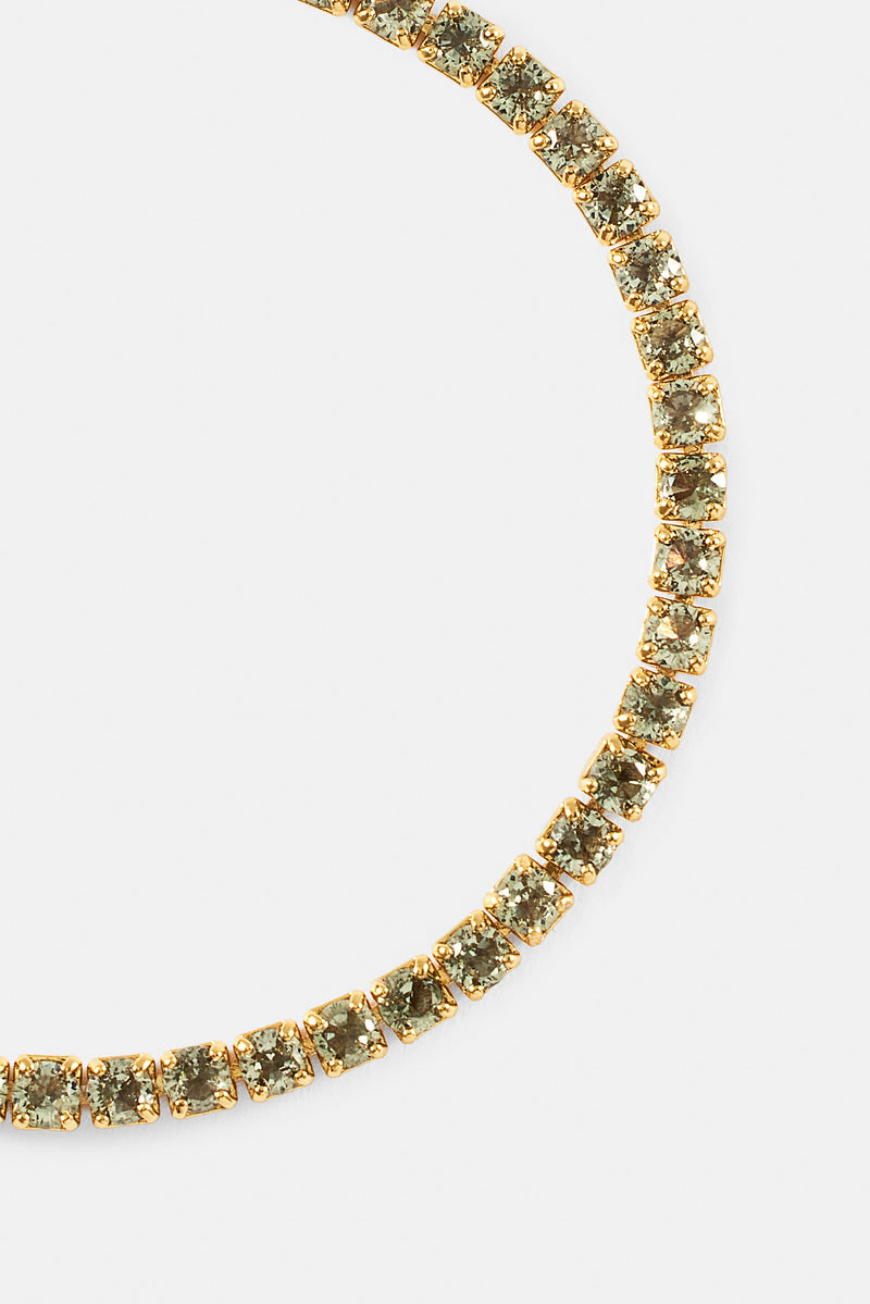Light Green Micro Tennis Bracelet - 2.5mm - Gold