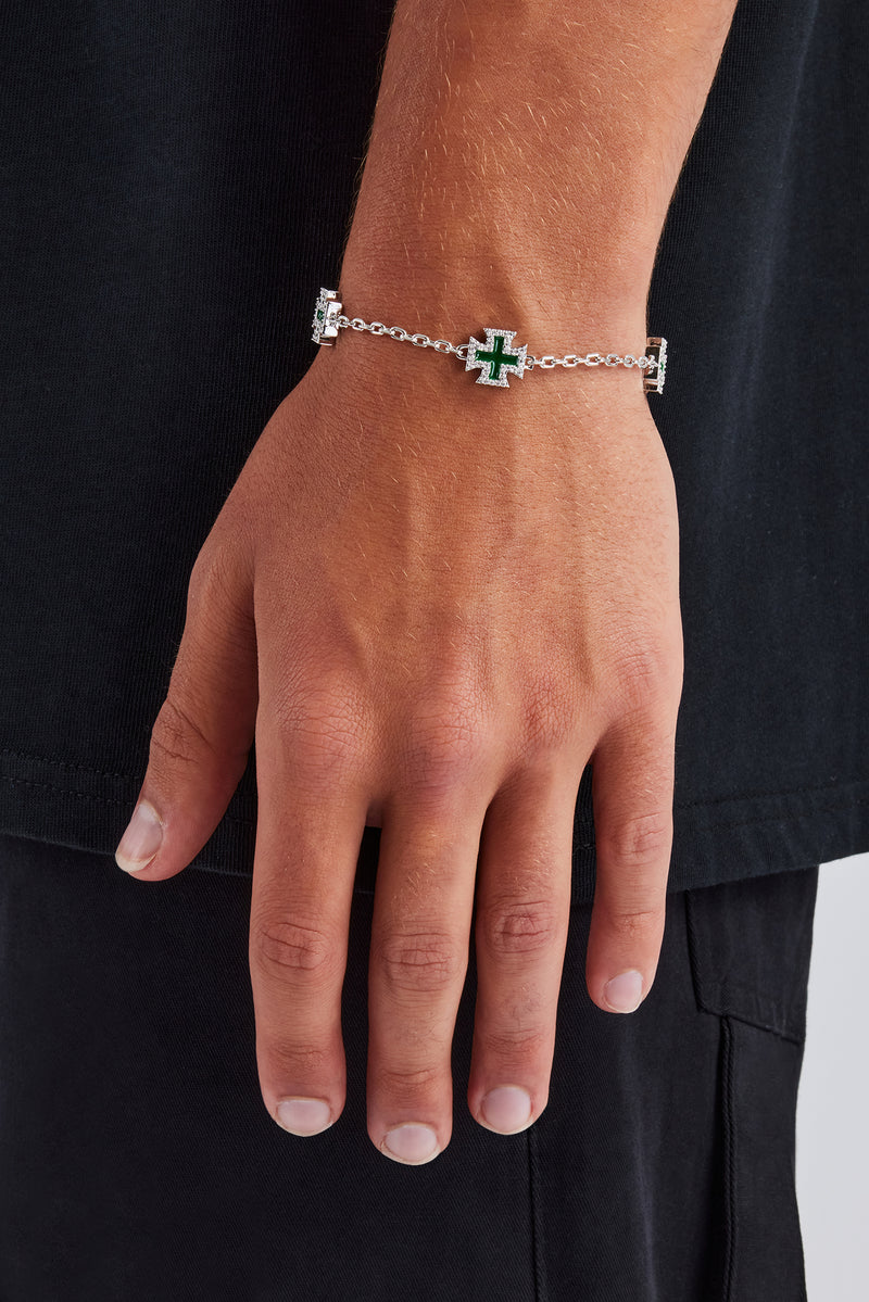 Green Cross Motif Bracelet 10mm Mens Bracelets Shop Motif