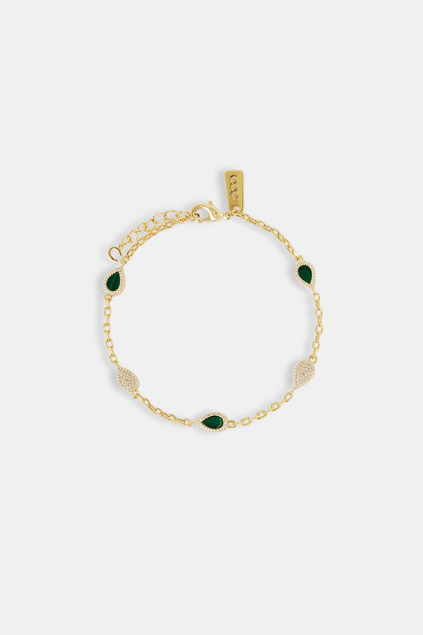 Green Malachite Stone Pear Rolo Bracelet - 6mm