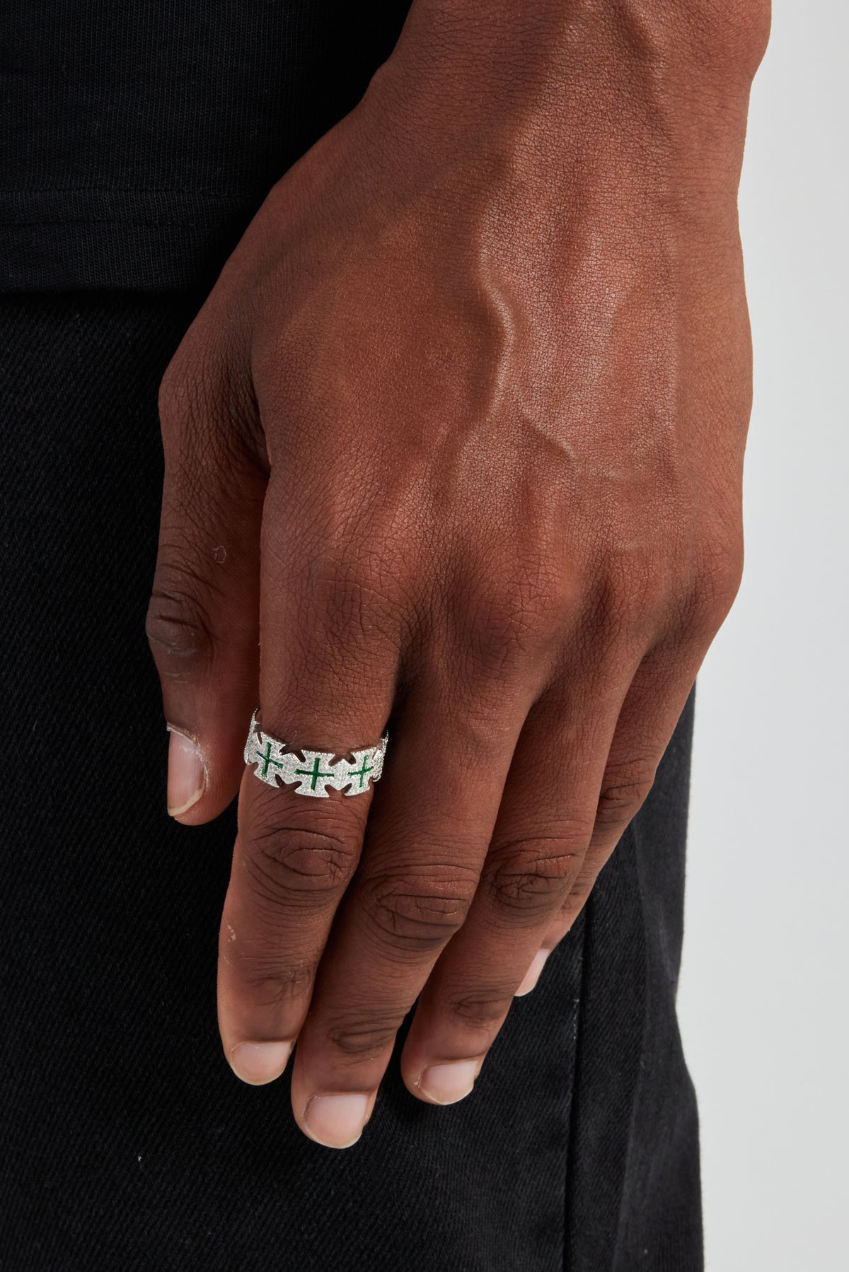 Enamel Ring Maison Margiela Finger Rings Green Enamel Cross Motif