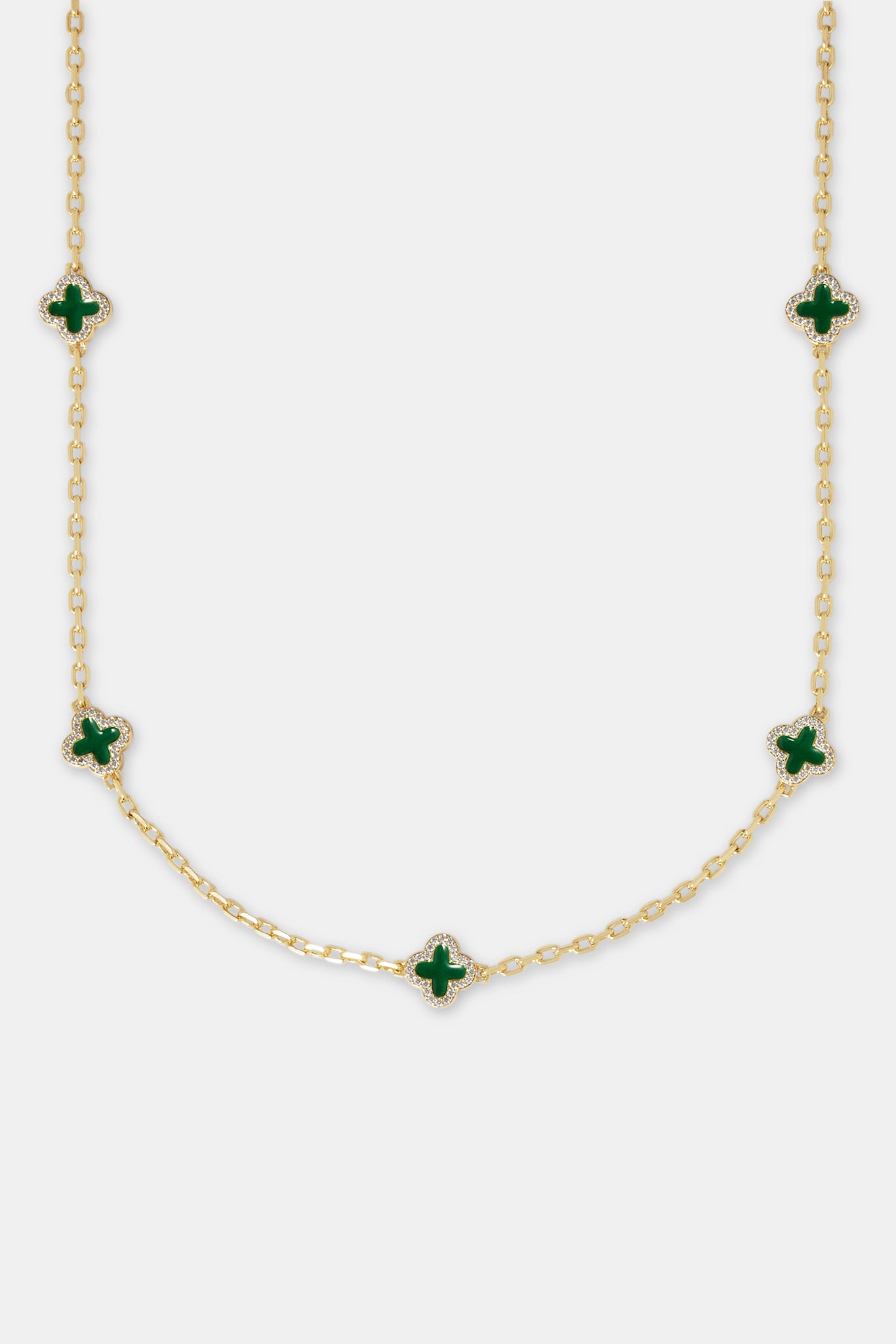 Rolo-Gliederkette mit grünem Emaille-Motiv – 10 mm