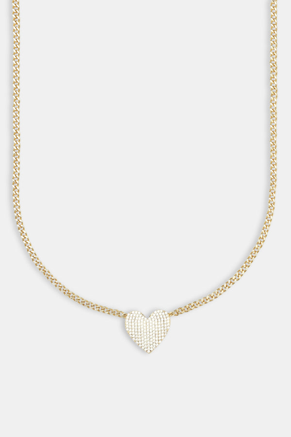 Iced Heart Necklace - Gold