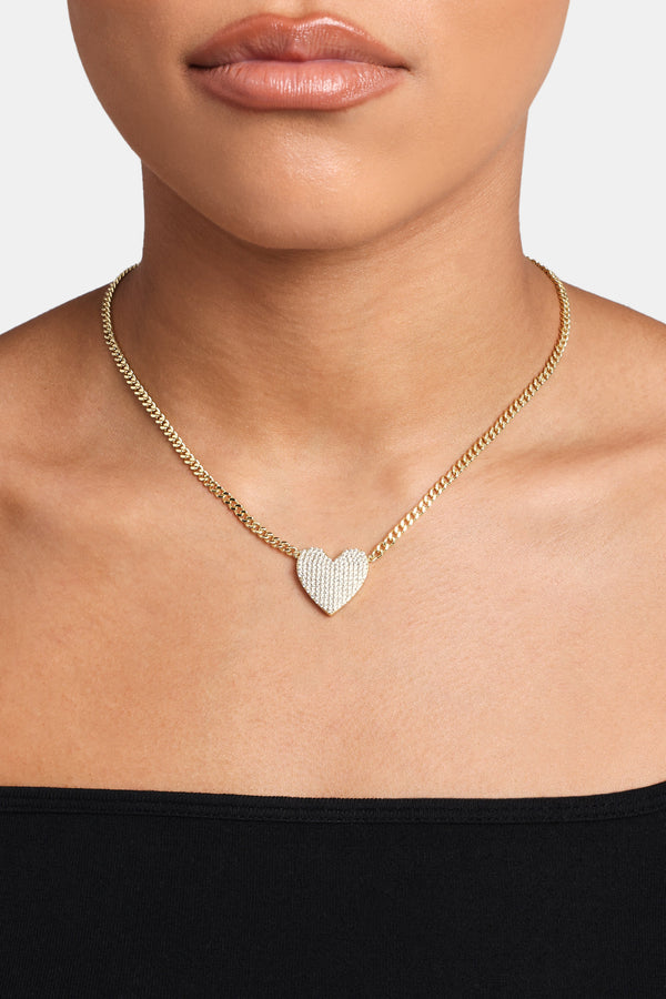 Iced Heart Necklace - Gold