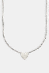Iced Heart Necklace - White