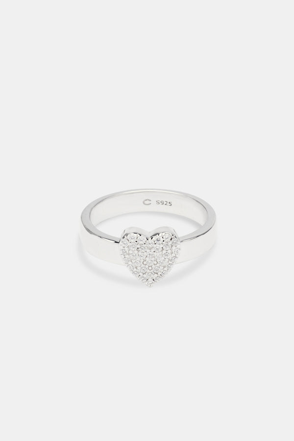 Iced Heart Ring - White