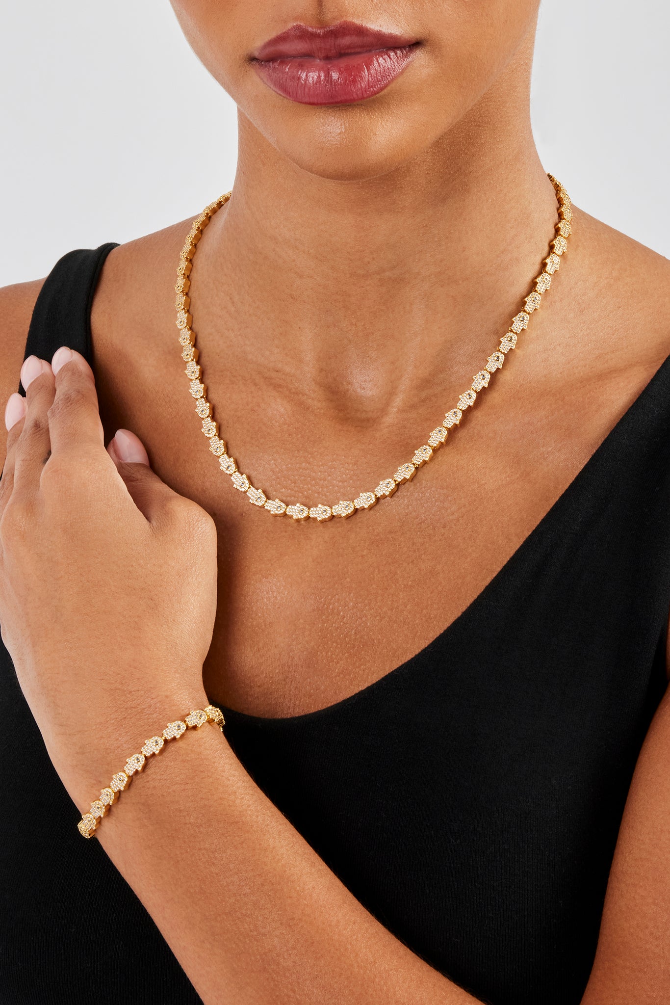 Iced Hamsa Hand Chain & Bracelet - 6mm