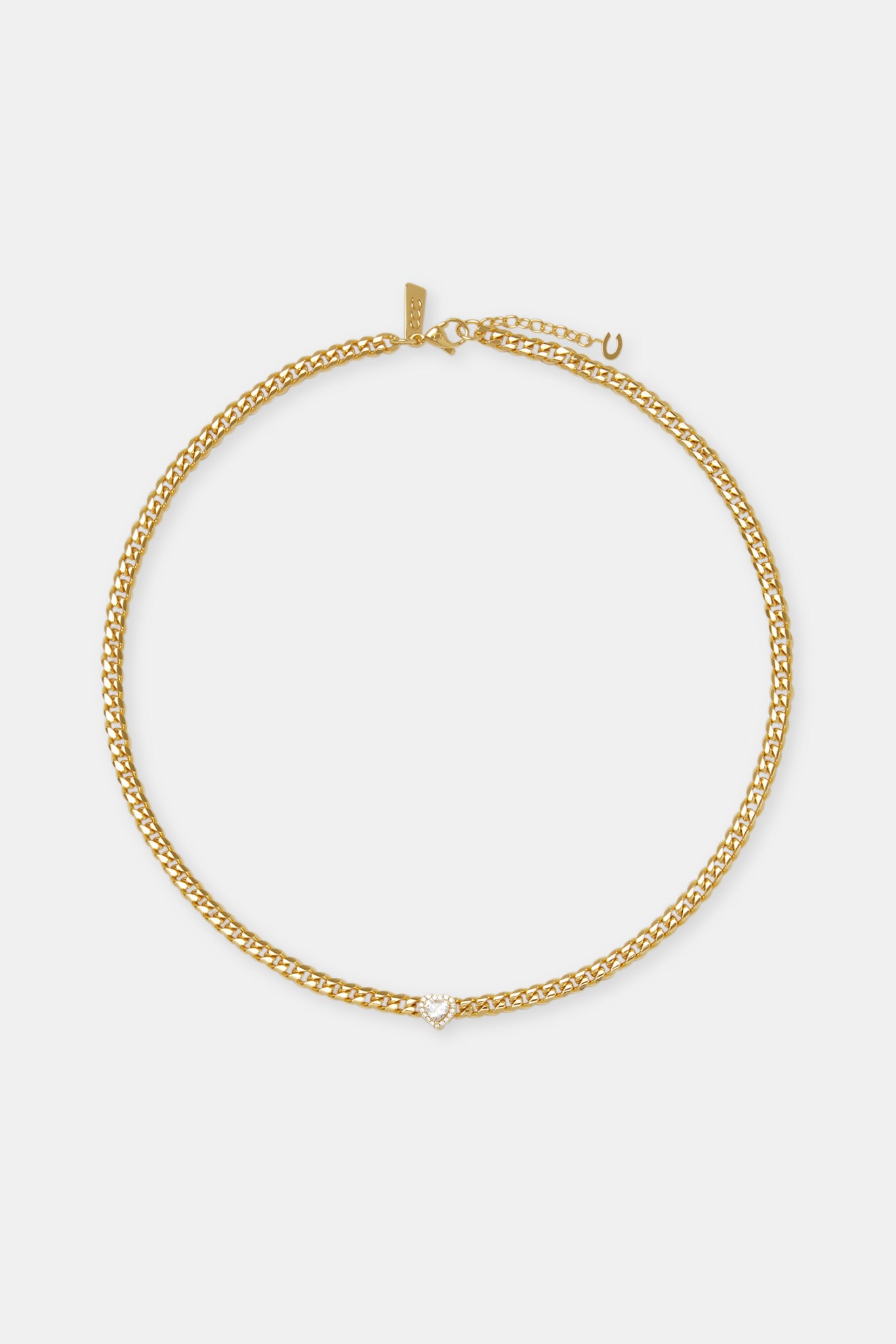 Kubanische Kette mit klarem Herz – 5 mm