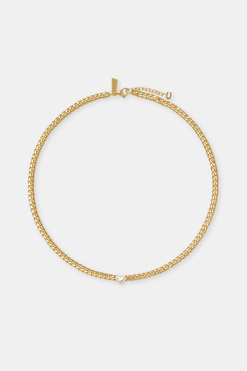 Kubanische Kette mit klarem Herz – 5 mm