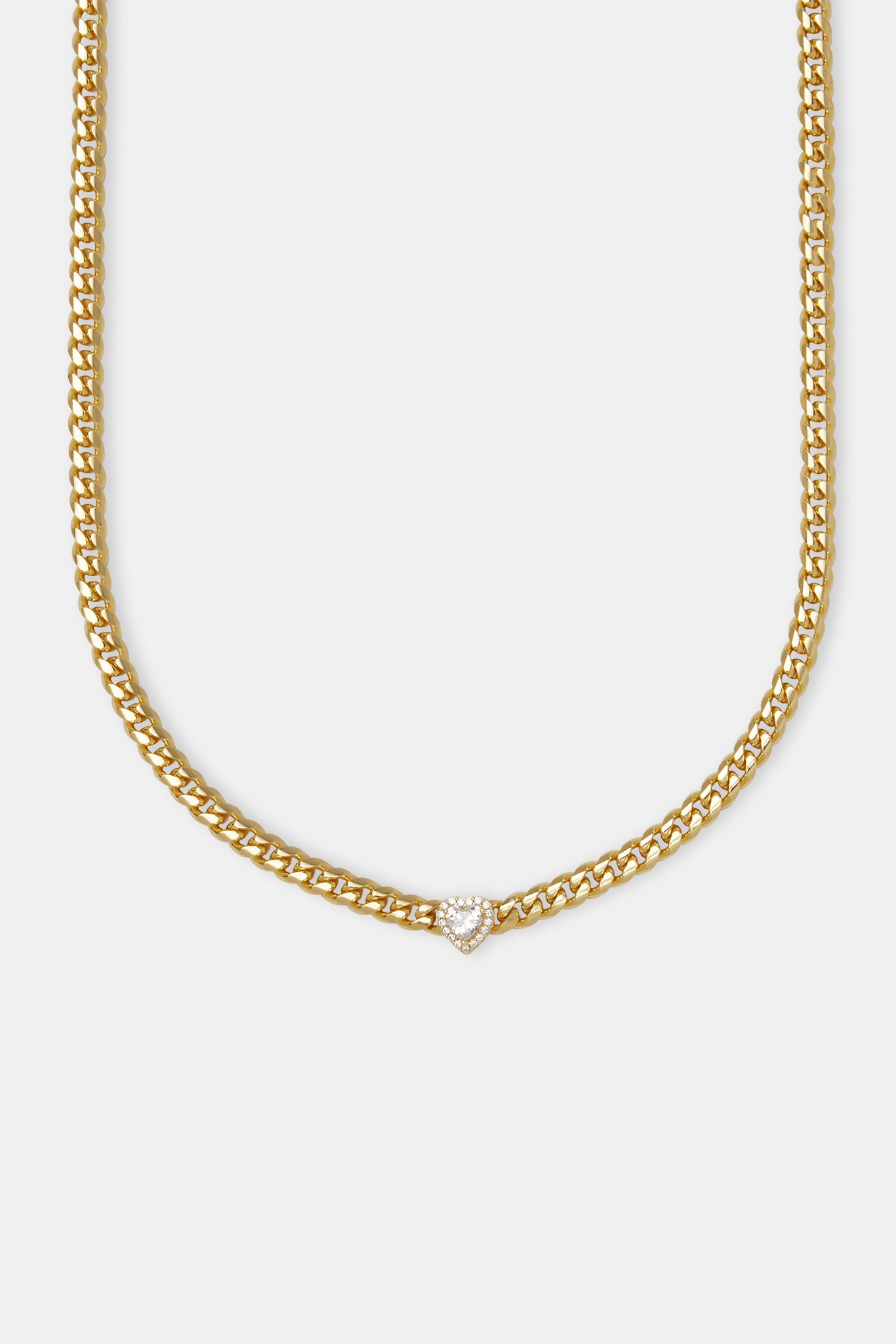 Kubanische Kette mit klarem Herz – 5 mm